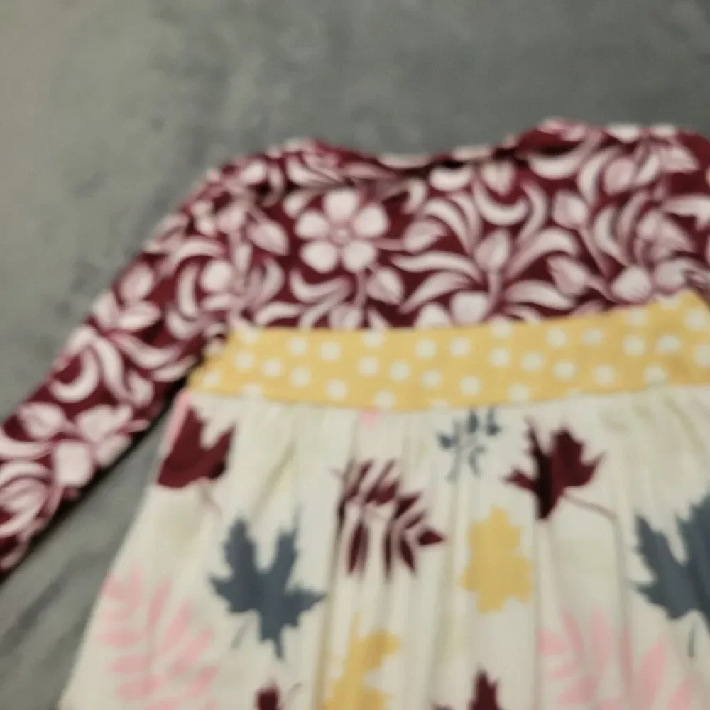 Honeydew Shirt Girl 4‎ Maroon Long Sleeve Leaf Comfort Stretch OH Snap Tunic Top